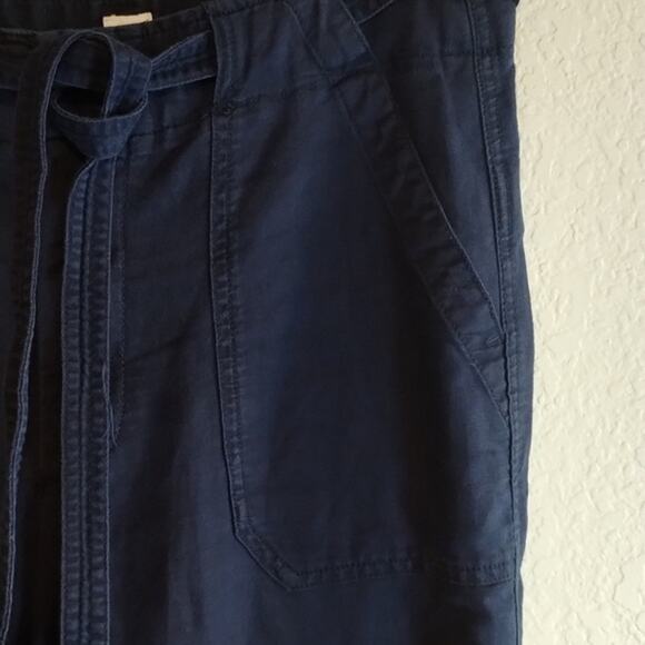 GAP D&R Wide Leg Self Tie Uniform Linen Cotton Navy Blue Trousers Pants 6 2017 - Picture 2 of 16